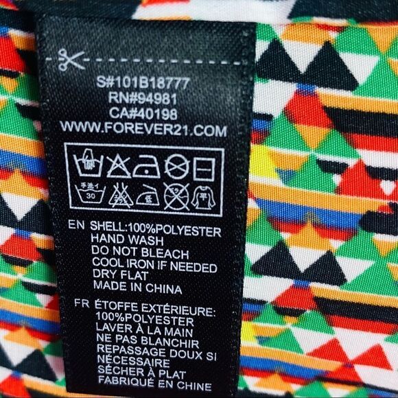 Forever 21 Multi Color Geometric Print Open Strappy Back Sleeveless Blouse Small - Picture 10 of 10